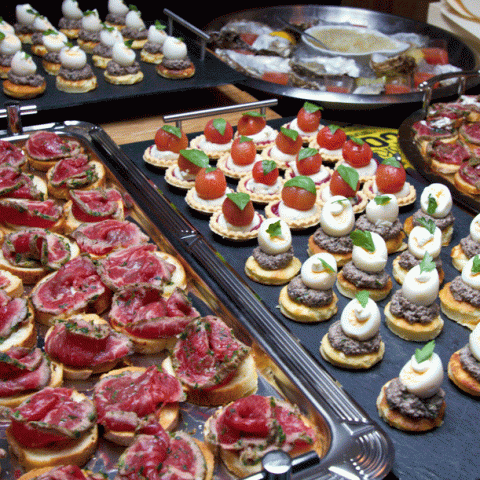 a bunch of food on a table