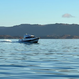 a small boat in a body of water